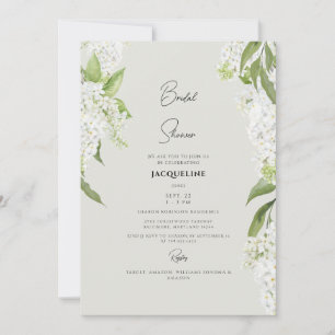 Invitación Elegante Hydrangea Blanca Beige Bridal Shower
