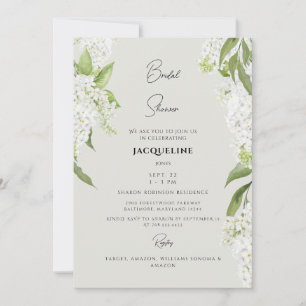Invitación Elegante Hydrangea Blanca Beige Bridal Shower II