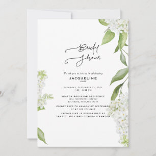 Invitación Elegante Hydrangea Blanca Bridal Shower