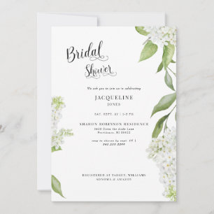 Invitación Elegante Hydrangea Blanca Bridal Shower
