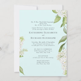 Invitación Elegante Hydrangea Blanca Seafoam contra Boda