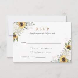 Invitación Elegante Hydrangea Blanca Sunflowers Wedding RSVP