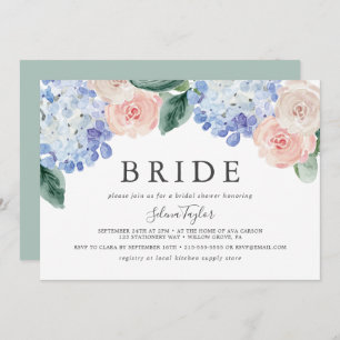 Invitación Elegante Hydrangea Brida horizontal Bride Ducha Br