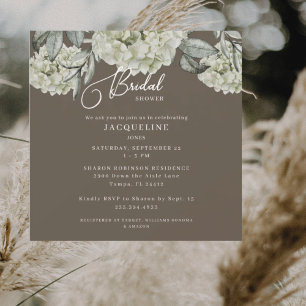 Invitación Elegante Hydrangea Brown Square Bridal Shower