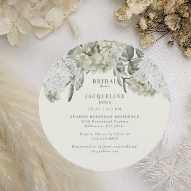 Invitación Elegante Hydrangea Cream Ronda Ducha Bridal (Subido por el creador)
