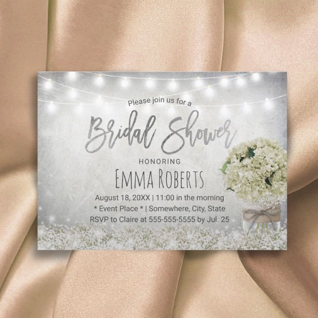 Invitación Elegante Hydrangea Jar Rustic Floral Bridal Shower (Subido por el creador)