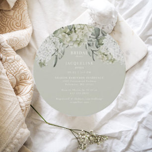 Invitación Elegante Hydrangea Light Sage Round Bridal Shower