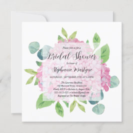 Invitación Elegante Hydrangea Rosa Eucalyptus Ducha Bridal