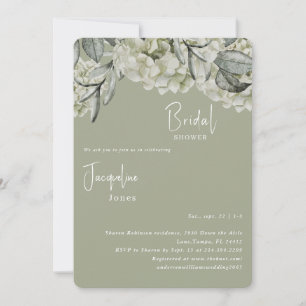 Invitación Elegante Hydrangea Rounding Sage Bridal Shower