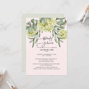 Invitación Elegante Hydrangea Rubor & Mint Bridal Shower