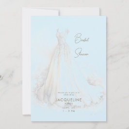 Invitación Elegante Ice Blue Boda Vestido Bridal Shower