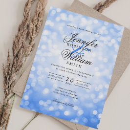 Invitación Elegante iluminación de boda Vintage Marina Azul Q
