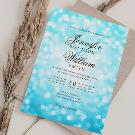 Invitación Elegante iluminación de boda Vintage Turquesa QR R
