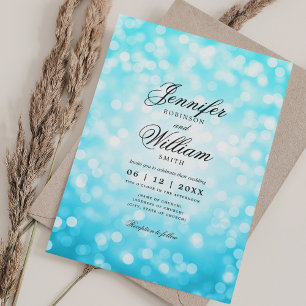 Invitación Elegante iluminación de bodas Turquesa QR RSVP