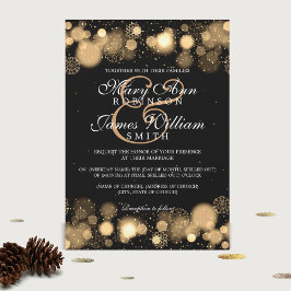 Invitación Elegante iluminación de oro de Boda de Invierno