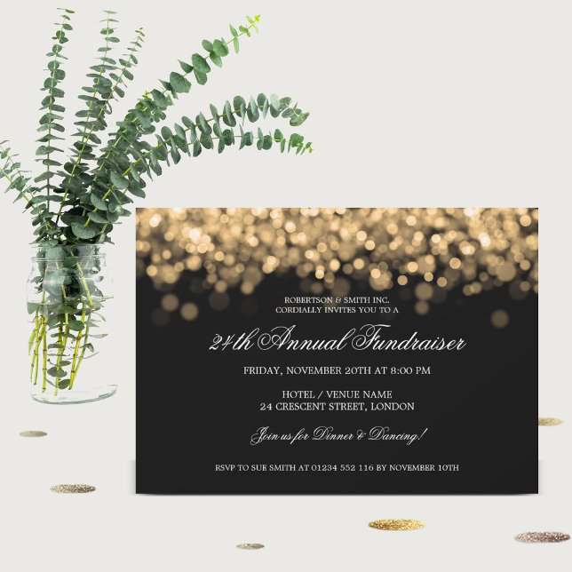 Invitación Elegante iluminación de oro para la recaudación de (Subido por el creador)