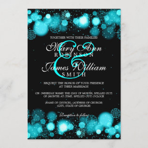 Invitación Elegante iluminación turquesa de matrimonio invern