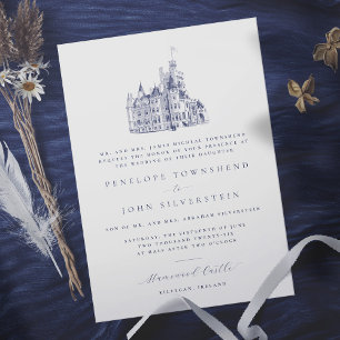 Invitación Elegante Ilustracion Castillo Boda formal