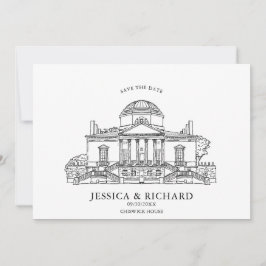 Invitación Elegante Ilustracion Chateau de la Venue con la ma