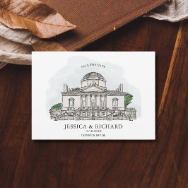 Invitación Elegante Ilustracion Chateau de la Venue con la ma