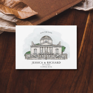 Invitación Elegante Ilustracion Chateau de la Venue con la ma