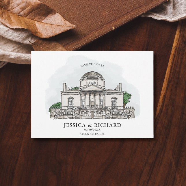 Invitación Elegante Ilustracion Chateau de la Venue con la ma (Subido por el creador)