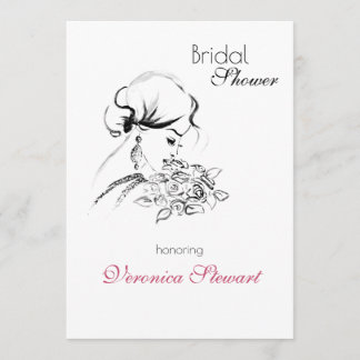 Invitación Elegante Ilustracion de moda de ducha de novia