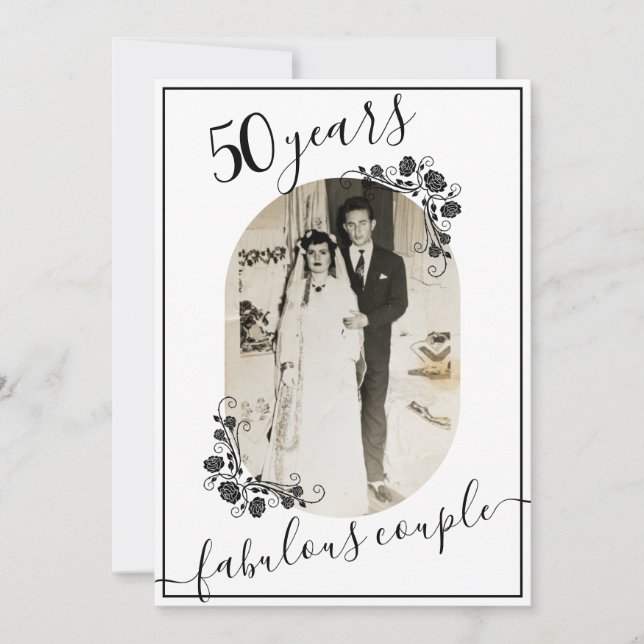 Invitación Elegante imagen de aniversario de cualquier año 50 (Anverso)