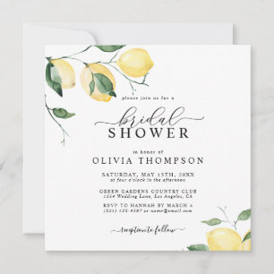 Invitación Elegante impermeable de limón Boho Bridal Shower
