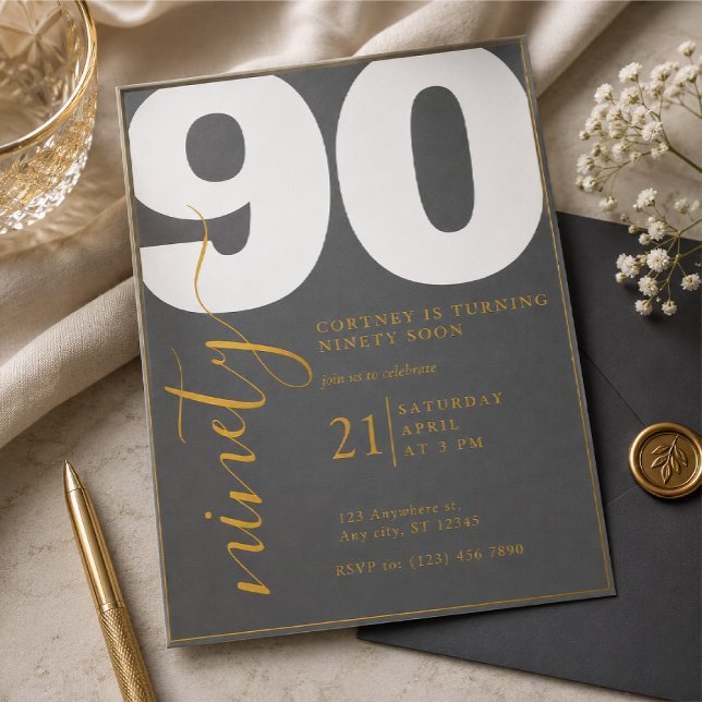 Invitación elegante impresa para 90 cumpleaños (Subido por el creador)