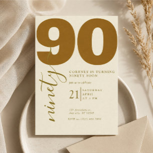 Invitación elegante impresa para 90 cumpleaños