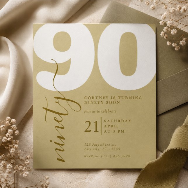 Invitación elegante impresa para 90 cumpleaños (Subido por el creador)