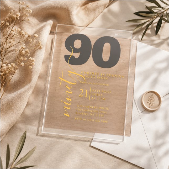 Invitación elegante impresa para 90 cumpleaños (Subido por el creador)
