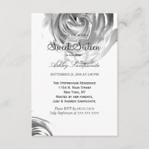 Invitación Elegante impresión en rosa blanca y negra en Bonit
