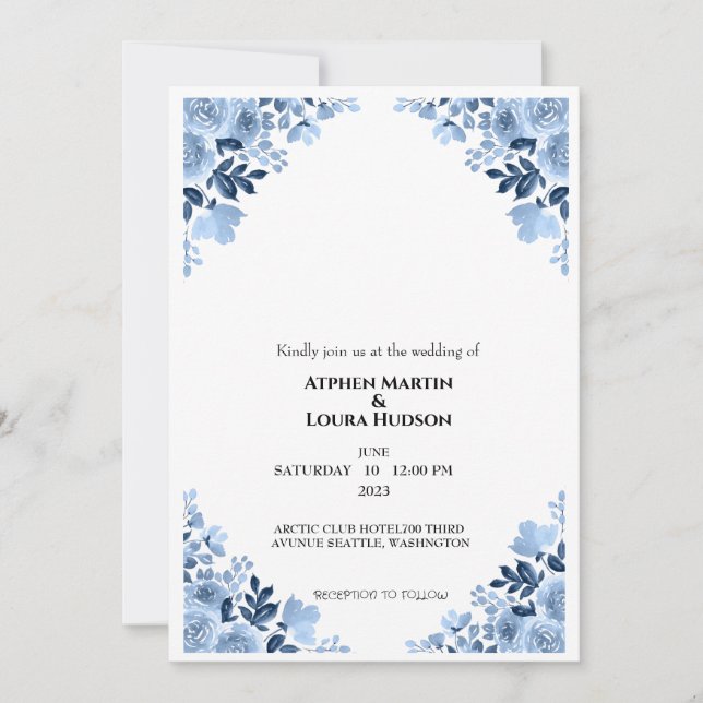 Invitación Elegante Impreso Invitar Personalización Moderna E (Anverso)