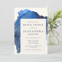 Invitación Elegante Indigo Abstract Watercolor Bridal Shower