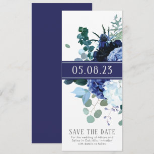 Invitación Elegante Indigo Suave y Ahorra la fecha de la boda