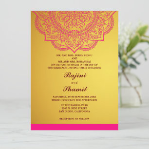 Invitación Elegante indio indio traviesa de oro simple