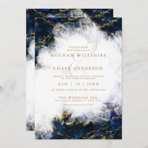 Invitación Elegante inglés español Lapis Lazuli Crystal Geode