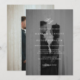 Invitación Elegante Iniciales de Monograma Boda de fotos míni