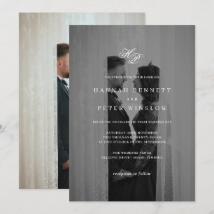 Invitación Elegante Iniciales de Monograma Boda de fotos míni