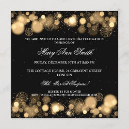 Invitación Elegante invierno 40 cumpleaños Fiesta Gold