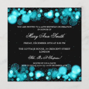 Invitación Elegante invierno 40 cumpleaños Fiesta Turquesa