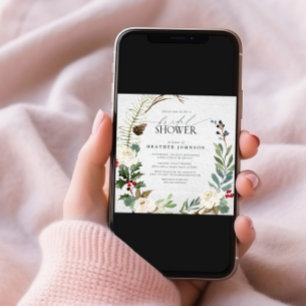 Invitación Elegante invierno acuarela Verdor Bridal Shower
