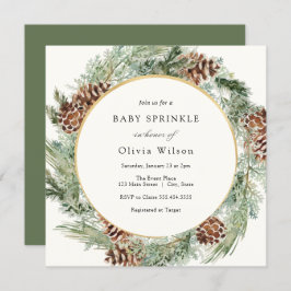 Invitación Elegante invierno Bebé Evergreen Sprinkle