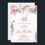 Invitación Elegante invierno Berry Botánico 40 cumpleaños<br><div class="desc">Invite a sus huéspedes a una fiesta especial de invierno o cumpleaños de Navidades con este elegante diseño floral de arándanos rojos y hojas de sabio verde. Las bayas rojas profundas están enclavadas en hojas y ramas. El texto rojo se suma al ánimo festivo. Este elemento forma parte de la...</div>