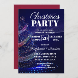 Invitación Elegante invierno Blue Christmas Tree Lights