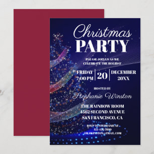 Invitación Elegante invierno Blue Christmas Tree Lights