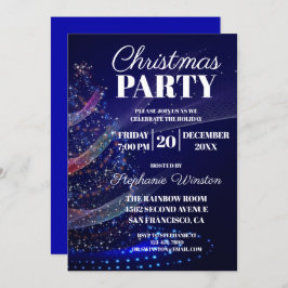 Invitación Elegante invierno Blue Christmas Tree Lights