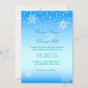 Invitación Elegante invierno congelado copos de nieve Boda az